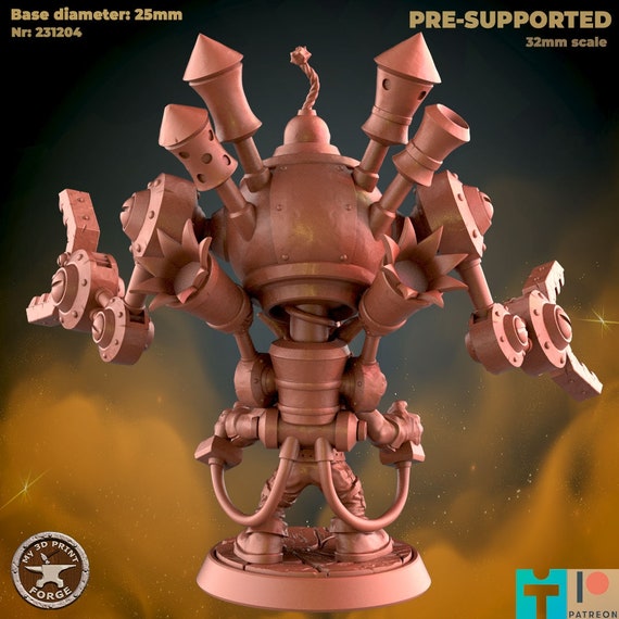 Goblin With Robot - 32mm Scale - Unpainted Miniature for Dnd