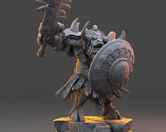 Goroth Warhowl - The Ironmane Minotaurs of Emberhold - Unpainted Miniature