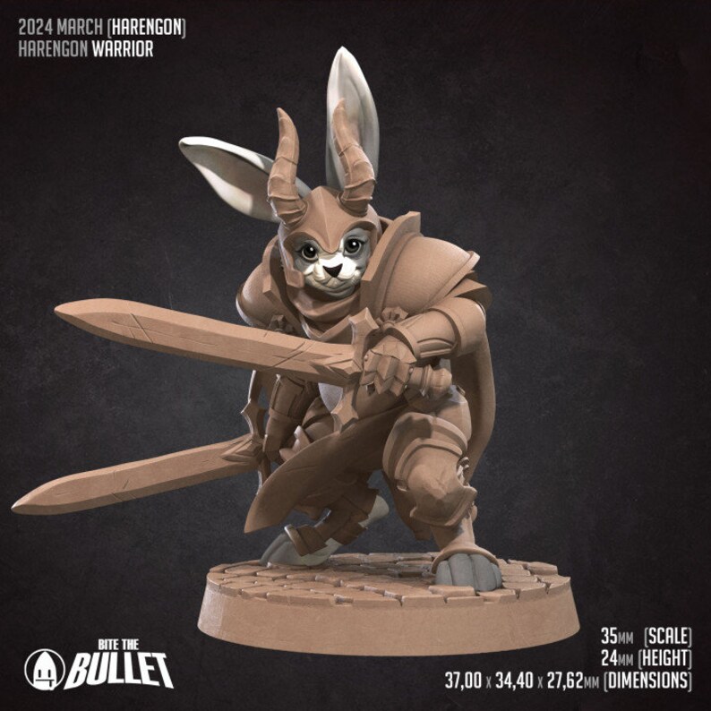 Rabbitfolk Warrior - Unpainted Miniature - Etsy