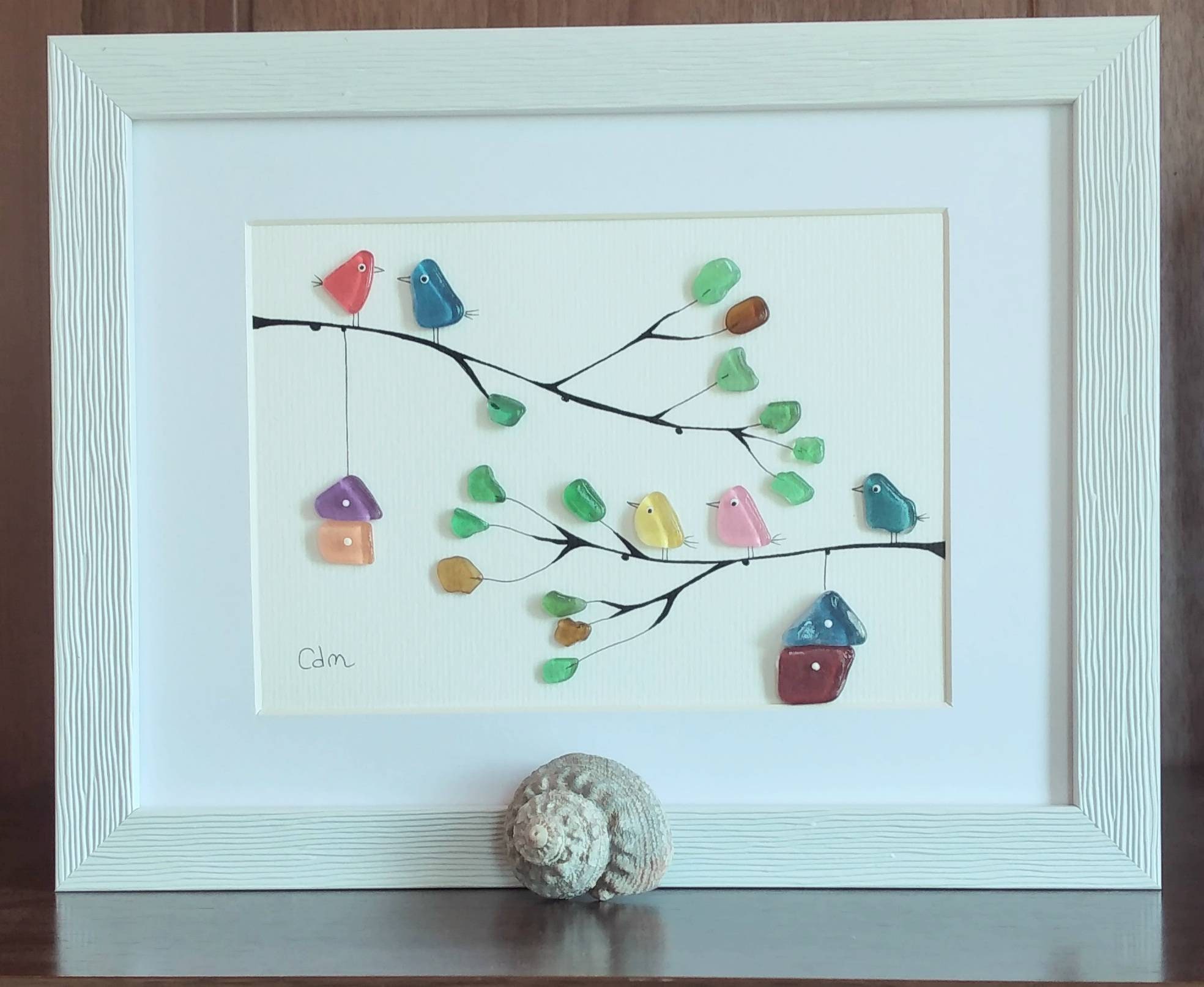 6-126「プリティエンジェル blue②」シーグラスアート　インテリア　雑貨 6-126「プリティエンジェル blue②」シーグラスアート インテリア 雑貨