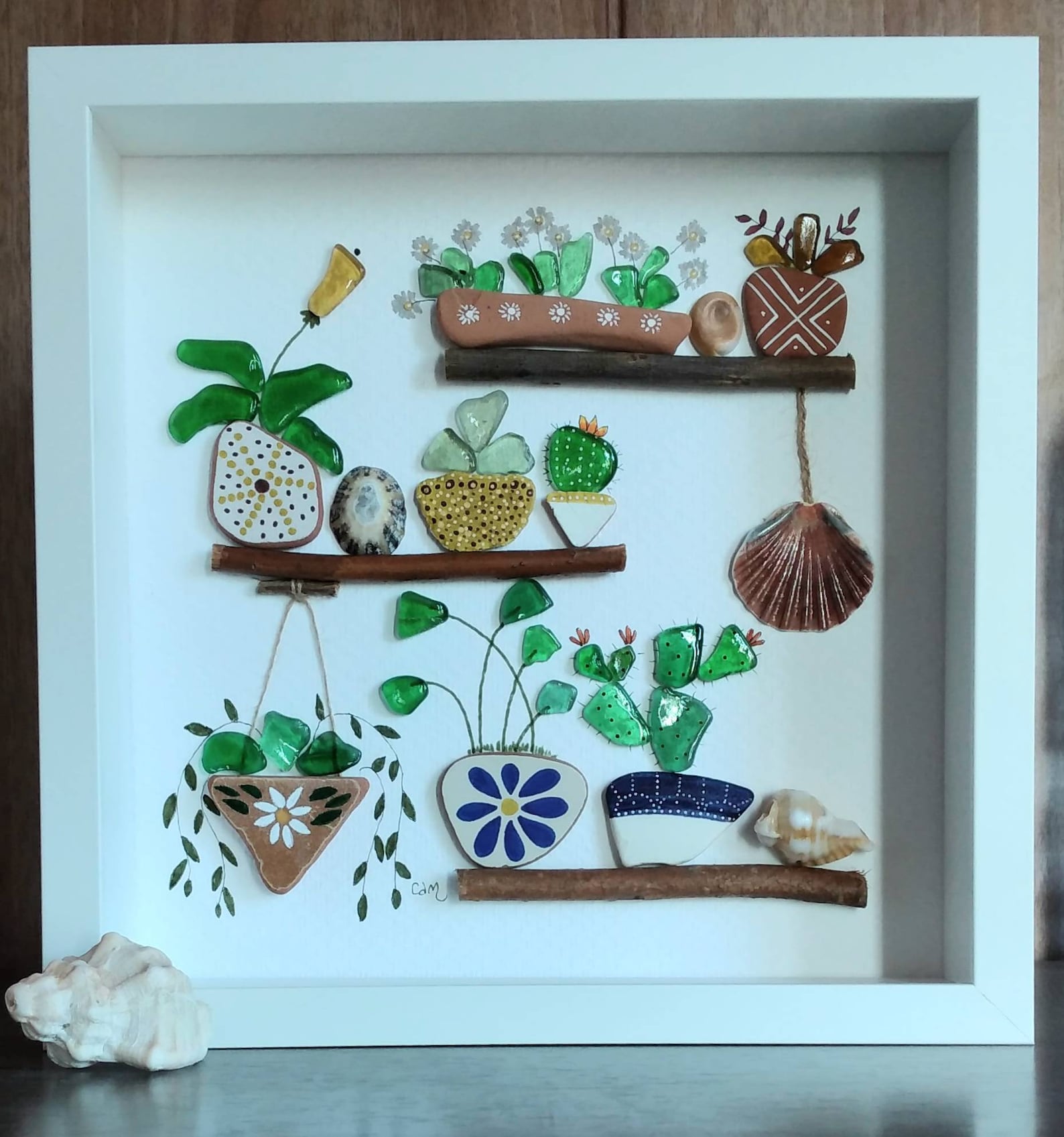Sea Glass Art Sea Glass Indoor Garden or Greenhouse Framed - Etsy