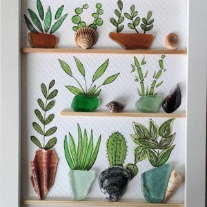 Sea Glass and Pebble Art - Garden or Conservatory - Unique Handmade Framing - Sea Glass Picture - Shell Art