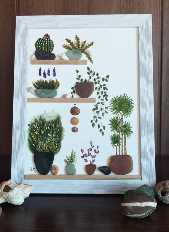 Sea Glass and Pebble Art - Garden Decor - Garden or