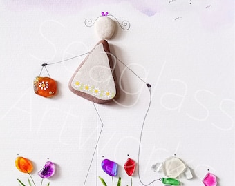 Sea Glass Digital Download, Walking Your Pet, Pebble Art