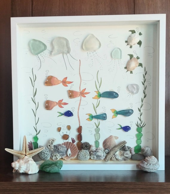 Handmade Framed Sea Glass Art : r/handmade