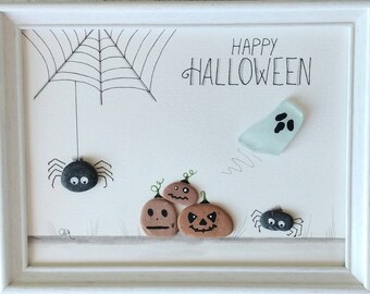 シーグラスアート『 Halloween.。.:*☆』 シーグラス シーグラスアート ハロウィン ハンドメイド｜Yahoo