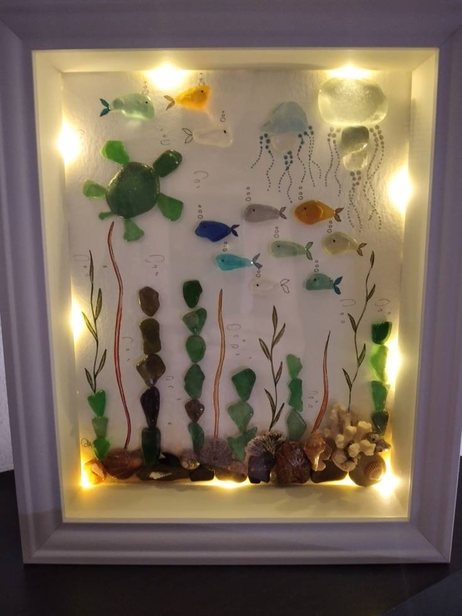 Glass fish Sea glass art Seabed Sea glass Jellyfish Beach Etsy