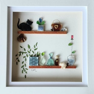 Sea Glass Decorative Art for Bedroom, Unique Handmade Framed, Gift for Her