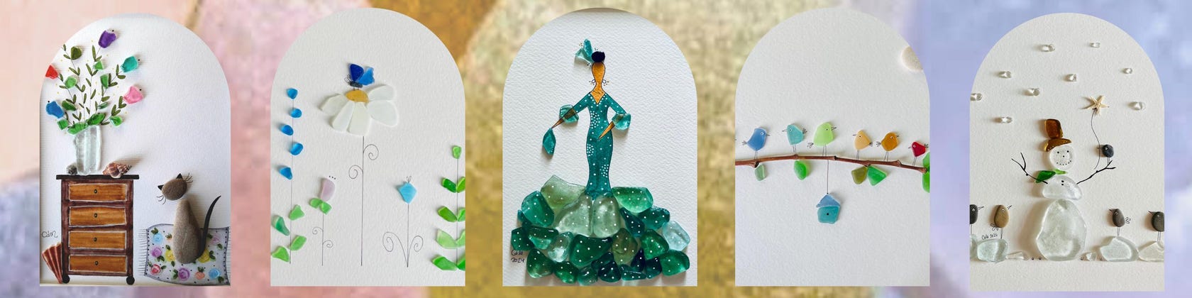 【専用】シーグラスアート<アメリカンな女の子>レア 置物 一点物 スター 専用】シーグラスアート<アメリカンな女の子>レア 置物 一点物 スター