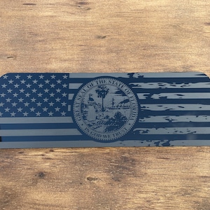 EZGO RXV TXT - Florida Seal Flag- Distressed Flag- Gloss black Acrylic - Pick your size - Laser Etched and Laser Cut