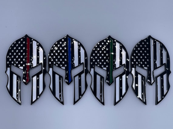 Spartan Helmet Acrylic Badge: Truck, Golf Cart Emblem - Redline, Blueline, Greenline