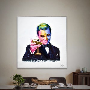 Modern Pop Art Style LEONARDO DICAPRIO PAINTING, Luxury Great Gatsby Canvas Wall Art