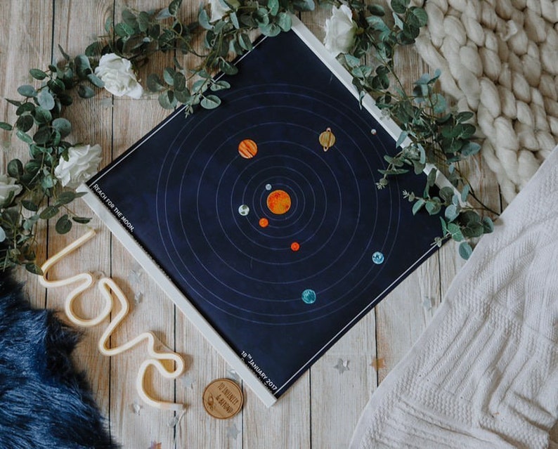 a square matte art paper wall art print solar system image on the black color background is the greatest gift for space lovers