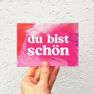 DU BIST SCHÖN Postkarte | Positiver Spruch Karte | Affirmation Druck A6 | Abstrakte Kunst Print | Geschenkidee für Freundin