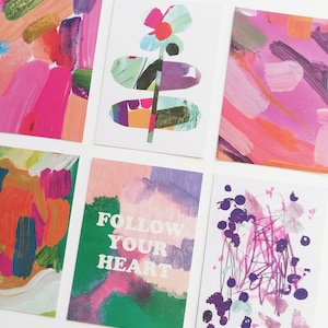 Farbenfrohes Postkarten-Set, 6 Kunstdrucke im Postkarten-Format, Geschenkidee