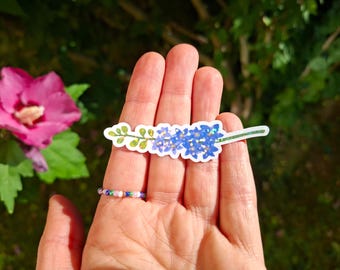 Delphinium Glitter Sticker, Beautiful Floral Illustration Vinyl Sticker, Flower Lover Gift Idea