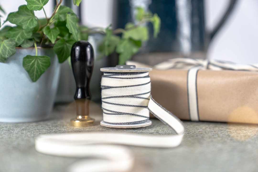 Black Border Natural Ribbon Gift Wrap, Ribbon, Gift Wrapping - Etsy