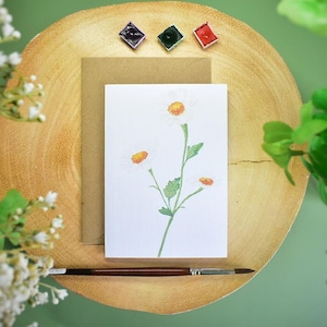 Cartão de felicitações minimalista em branco com margaridas brancas | design floral para qualquer ocasião | nota de agradecimento com flores silvestres | só porque sim | para a mãe, amiga especial