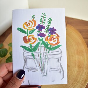 Tarjeta de felicitación con boceto floral / flores de acuarela sueltas / día de la madre / tarjeta de agradecimiento / para mamá, abuela, hermana, amiga /
