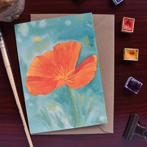Aquarel gele wilde bloem | speciale kaart voor alle gelegenheden | Valentijnsdagkaart voor haar | eenvoudige blanco bedankkaart voor liefhebbers van de natuur