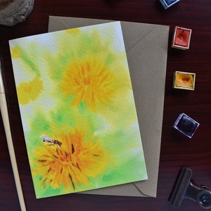 Tarjeta de felicitación de diente de León acuarela / para mamá / día de la madre / tarjeta para toda ocasión / tarjeta de agradecimiento / para amantes de la naturaleza / flores silvestres