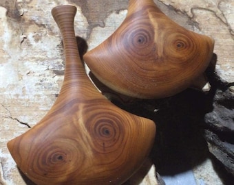 Sculptural Walnut Wood Earrings – Handmade Statement Jewelry with Sterling Silver Hooks, One of a Kind Wearable Art