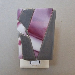 Purple and gray abstract fused glass  nightlight