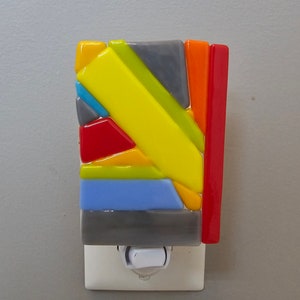 Colorful abstract fused glass  nightlight