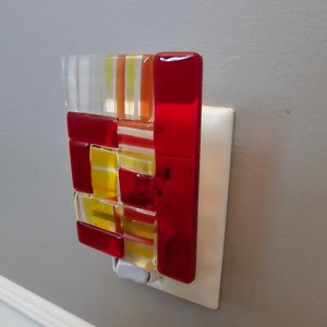 Red orange and yellow style  glass nightlight