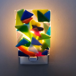 Mixed triangles fused glass nightlight