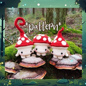Little Witshroom, witch mushroom amigurumi, crochet pattern (US, FR)