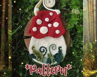 Mushroom bag, crossbody bag, cottagecore, fairy, gnome, cosplay, crochet pattern (US, FR)