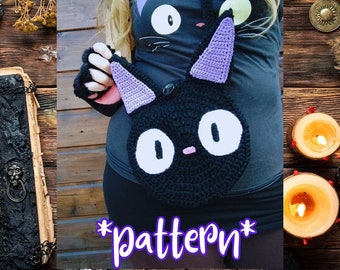 Black cat bag, witch's cat, crochet pattern (US)