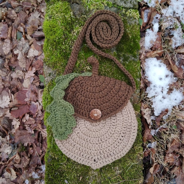 Sacs gland, sacs bandoulière, pixie, fée, gnome, écureuil, cosplay, larp, fait main au crochet