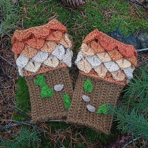 Manoplas de árbol, moda otoñal, cosplay, naturaleza, druida, estilo forestcore, ganchillo hecho a mano imagen 8