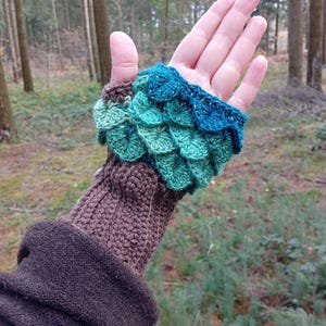 Manoplas de árbol, moda otoñal, cosplay, naturaleza, druida, estilo forestcore, ganchillo hecho a mano imagen 5