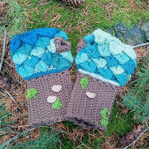 Manoplas de árbol, moda otoñal, cosplay, naturaleza, druida, estilo forestcore, ganchillo hecho a mano imagen 3