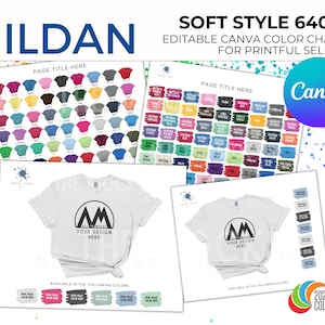 Pacchetto di cartelle colori modificabili Gildan 64000 / Cartelle colori file digitali / Cartelle colori camicie Gildan / Mockup girocollo / Gildan di ogni colore