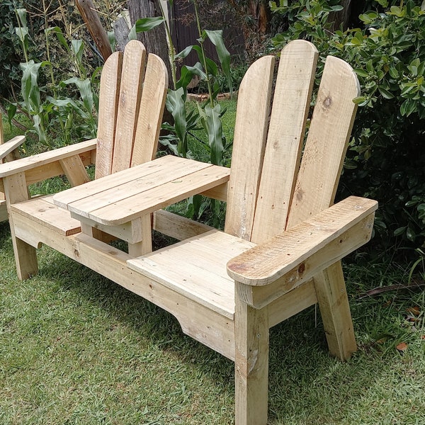 Build plans for a sturdy wooden companion bench seat with a table in the middle