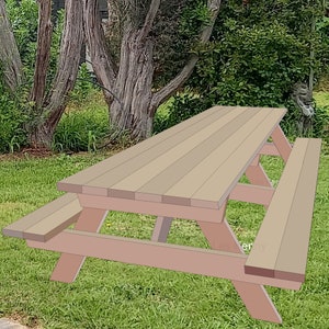 Piani per tavoli da picnic lunghi 8 piedi (2,4 m) con istruzioni passo passo. Facile da realizzare con piani facili da seguire.
