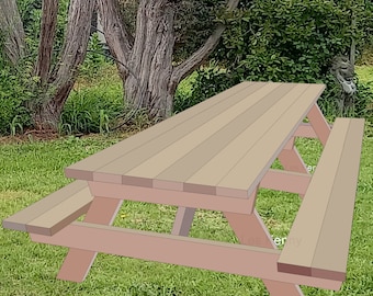 8ft (2.4m) long picnic table plans with step-by-step instructions. Easy to make with easy to follow plans.