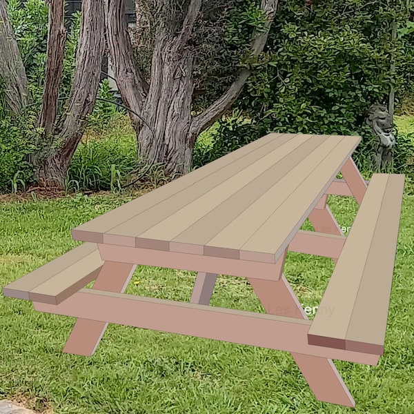 8ft (2.4m) long picnic table plans with step-by-step instructions. Easy to make with easy to follow plans.