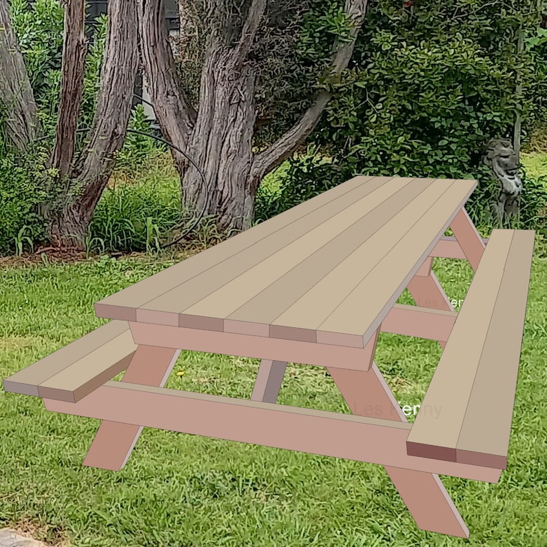 8ft 2.4m Long Picnic Table Plans With Stepbystep Etsy
