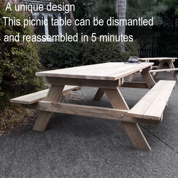 Easy dismantle and assemble this picnic table - a special design for moving