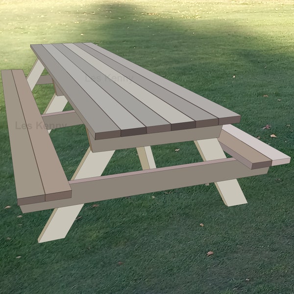 12ft (3.6m) long picnic table plans with step-by-step instructions easy to make