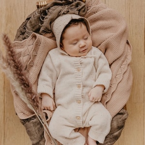 BABY KNIT ROMPER , knit baby clothes, newborn knits, baby photoshoot outfit, neutral baby knits, baby jumper, speckled baby knits