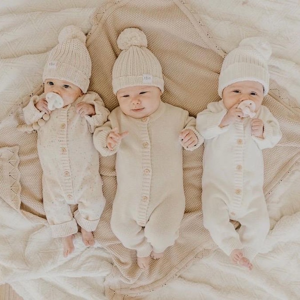 BABY KNIT romper , knit baby clothes, newborn knits, baby photoshoot outfit, neutral baby knits, baby romper, speckled baby knits