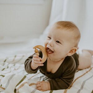 Wooden Moon Rattle Toy | Engraved | Keepsake | Baby Shower Gift ...