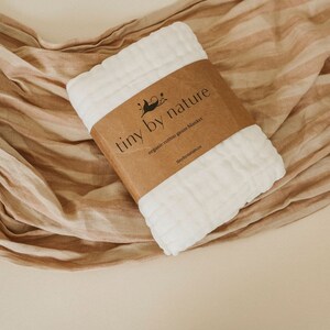 6 layer organic cotton gauze baby blanket with lace edge | Baby shower gift image 7