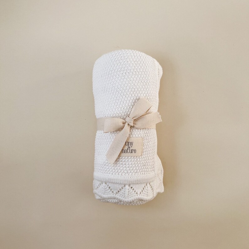 KNITTED BABY BLANKET White Baby Blanket Organic Cotton Baby Etsy